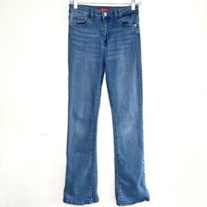 GUESS Flared Jeans Mid-Rise Blue Size 27 Ankle Snaps Closure Bohemian‎ Hippie